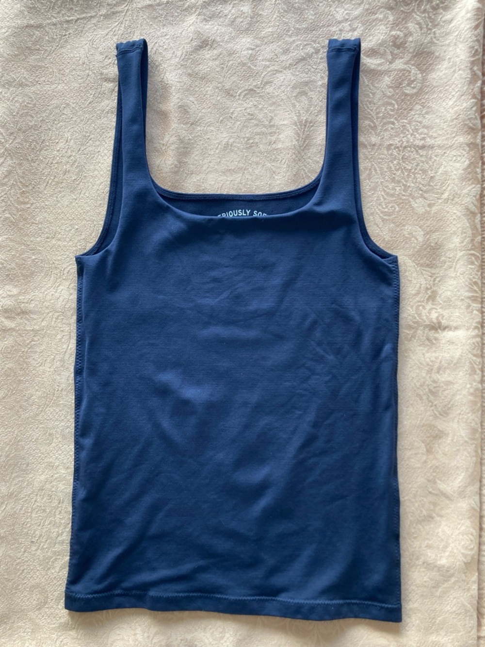 Aeropostale Women's Seriously Soft Sculpt Black Tank Top - Square Neck Sz-M